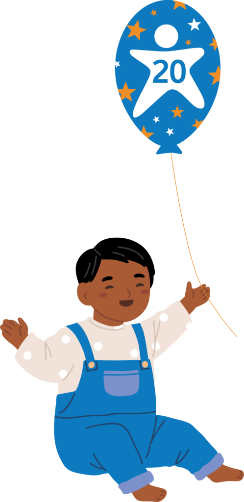 Baby holding a balloon