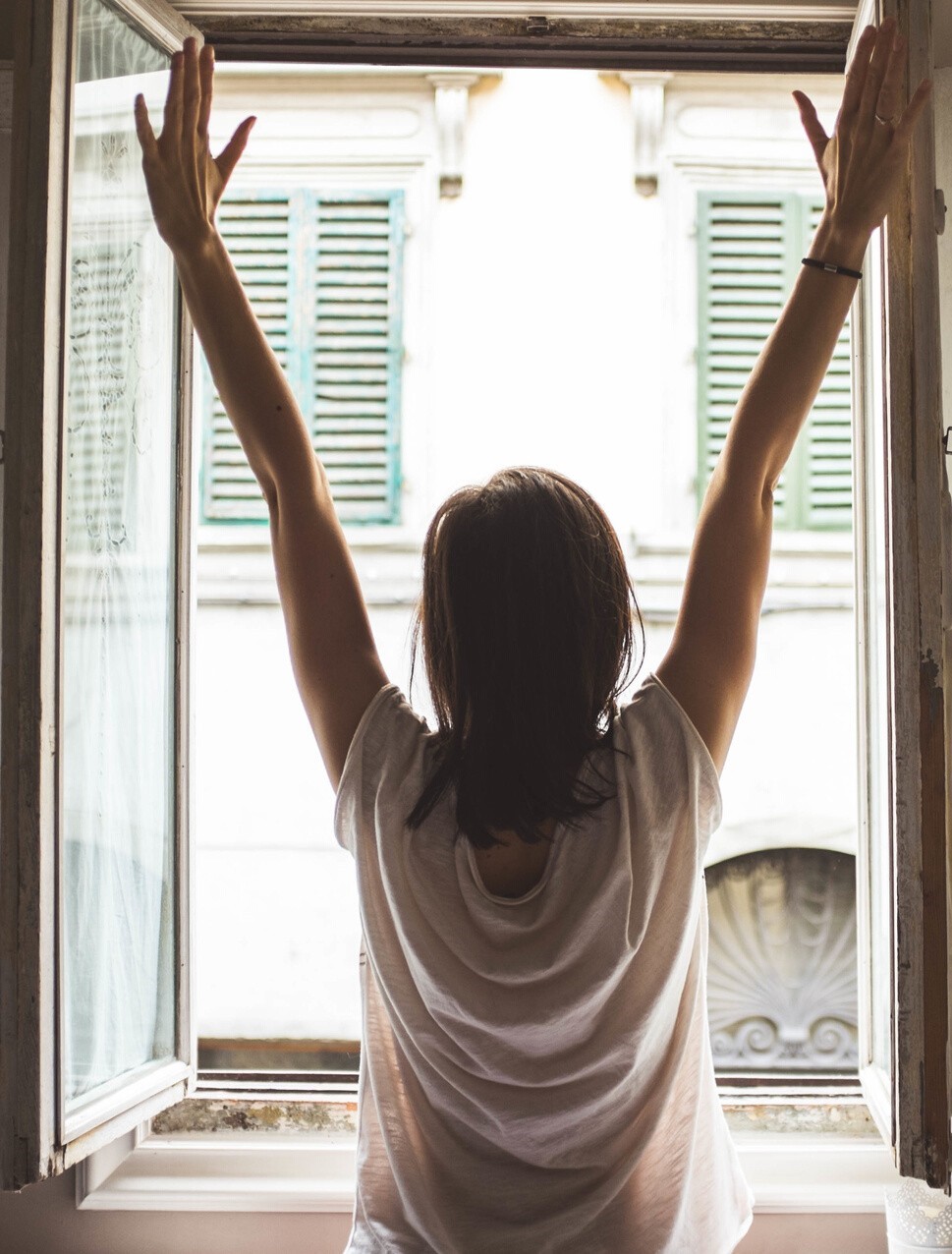 woman at window